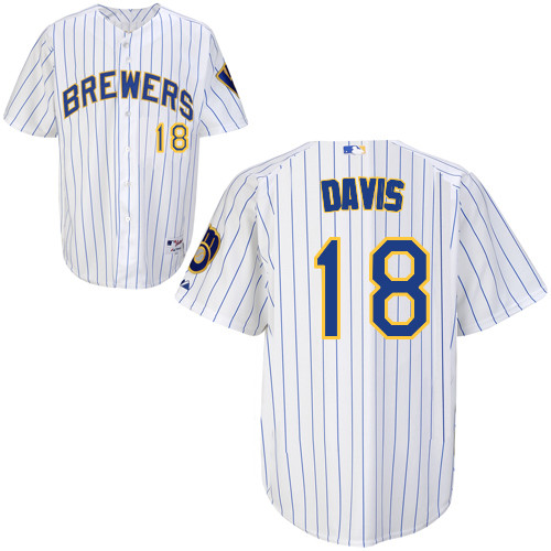 Khris Davis #18 Youth Baseball Jersey-Milwaukee Brewers Authentic Alternate Home White MLB Jersey